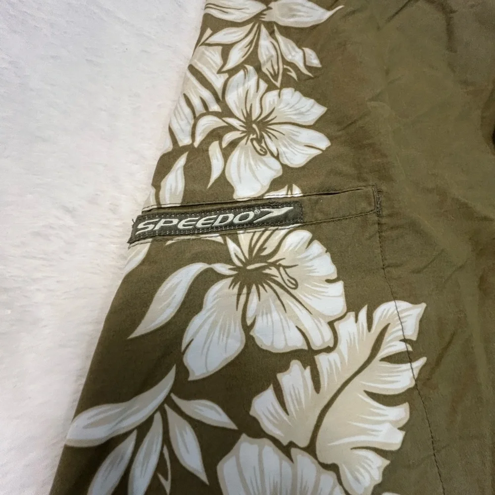 Speedo Olive and White‎ Floral Swim Trunks